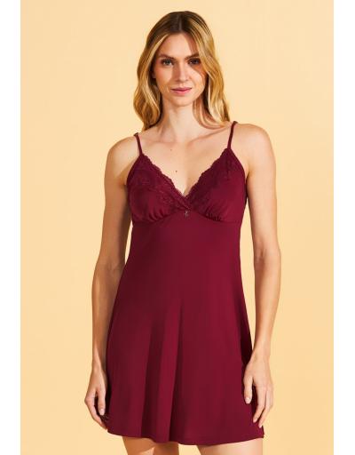 Camisola Alça Curta Microfibra e renda Recco 18275