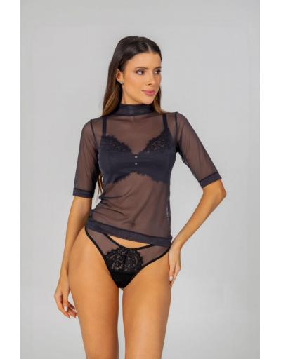 BLUSA EM TULE MANGA 3/4 E GOLA ALTA INDECENSE 3267MC