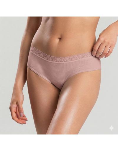 Calcinha Biquíni c/ Renda Viscose Canelada Conforto ESTILO NATURAL 1818