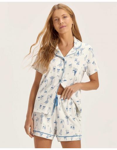 Pijama Feminino Manga Curta Americano Com Shorts cor com amor 2011347